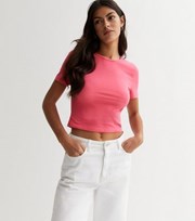 New Look Bright Pink Jersey Short Sleeve Crop T-Shirt